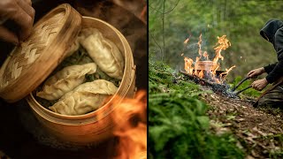 Worlds best dumplings in The Jungle - Korean Mandu Recipe ASMR