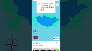 KAZAKHSTAN 🇰🇿vs MONGOLIA 🇲🇳 country size comparison #truesize #geographythroughmaps #mapper #shorts