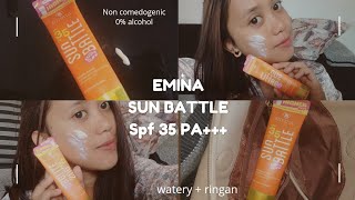 Emina Sun Battle SPF 35 PA    Sunscreen Review: Bright Glow ✨