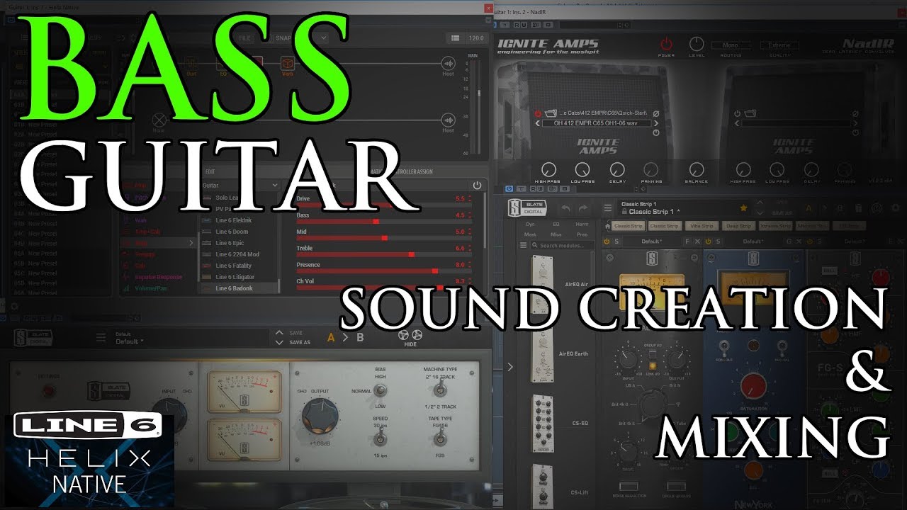 BASS Guitar tones! Sound creation & mixing (Line 6 Helix & OH AMPG) YouTube
