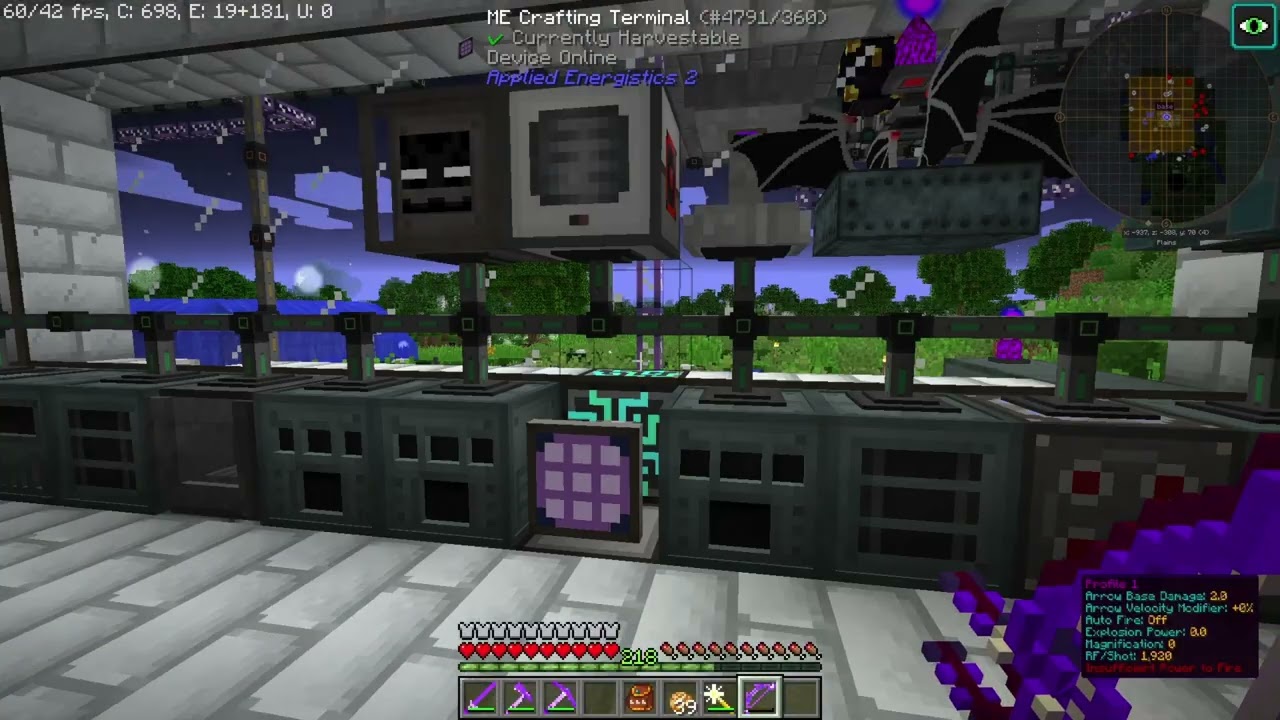 minecraft ftb direwolf20 1.10 making and testing wyvern bow 4K60fps gameplay