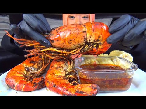 ASMR Recipe GIANT Fresh Water Prawns اصوات الآكل طبخ واكل الجمبري الجامبو