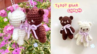 How to crochet teddy bear charm / keychain | amigurumi tutorial (perfect as a matching gifts!) screenshot 5