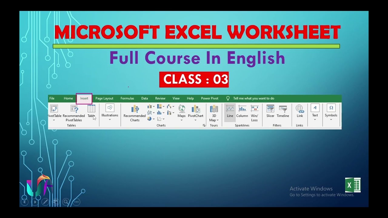 class 03 || Microsoft Excel of insert || unicoder academy