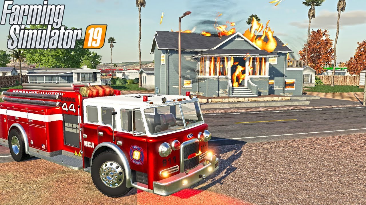 CALIFORNIA HOUSE FIRE! | FIRE STATION | FARMING SIMULATOR 2019
