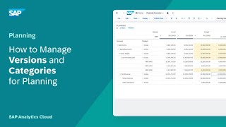 How to Manage Versions and Categories for Planning: SAP Analytics Cloud