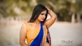Indian Model In Blue Saree