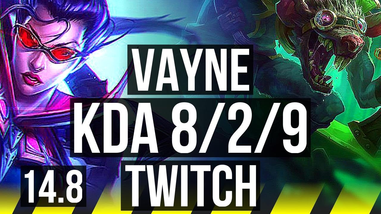VAYNE & Pyke vs TWITCH & Galio (ADC) | 8/2/9, Godlike, 600+ games | EUW Master | 14.8