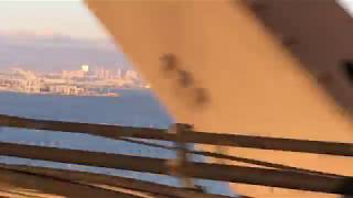 Bay Bridge lower level heading to the East Bay looking at ships on the water