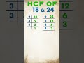 HCF of 18 & 24 | Math Tricks 🔢