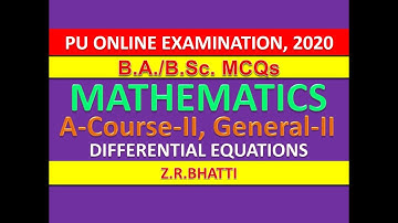 Differential Equations MCQs, Lecture 2, Mathematics A-Course-II, Mathematics General-II