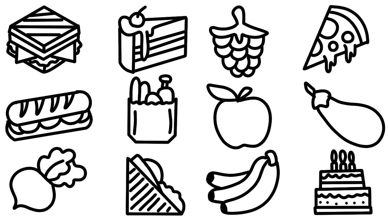 How to draw food drawing| Easy healthy vs unhealthy food doddle | FOOD ...
