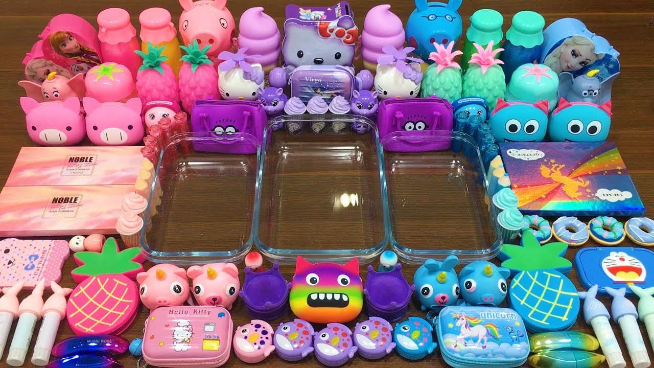 Blue, Purple and Pink! Mixing Random Things into Store Bought Slime! SlimeSmoothie | Satisfying 