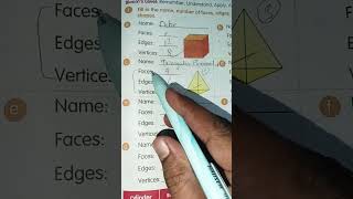 Triangular pyramid,square pyramid mein kitne faces edges vertices hote hain.#shorts #ytshorts #math