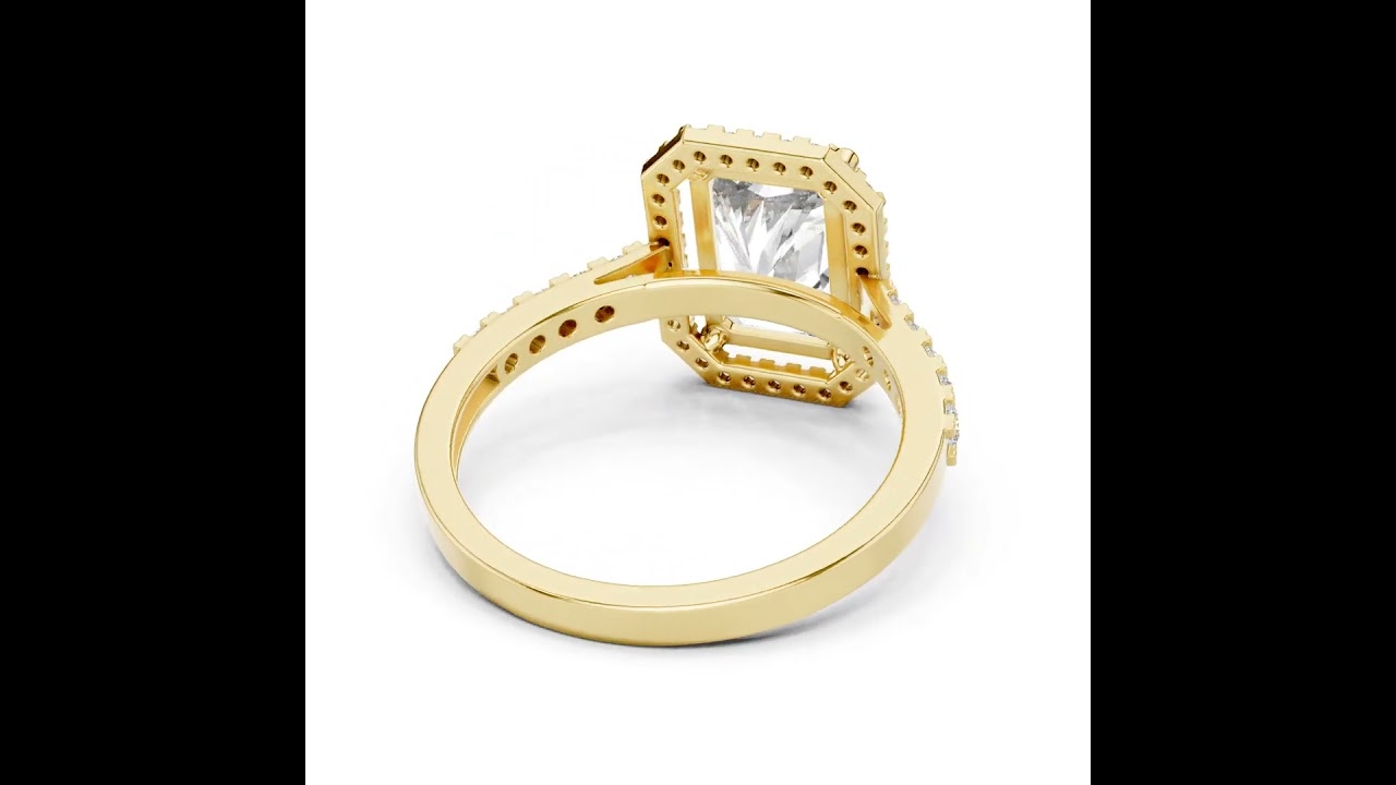 Radiant Diamond Floating Halo Engagement Ring