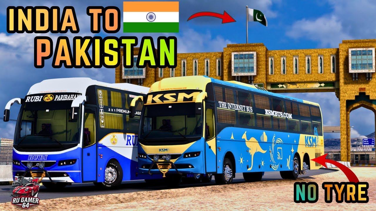 Indian Volvo 9400 Semi Sleeper KSM Bus Crossing PAKISTAN Border | India To London UK | ETS2 Part #04