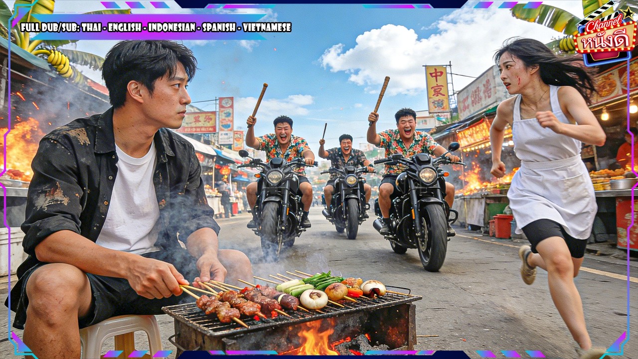 เทพสงครามกำลังกิน เห็นอันธพาลมารีดเงิน จึงพุ่งซัดล้มทีละคน