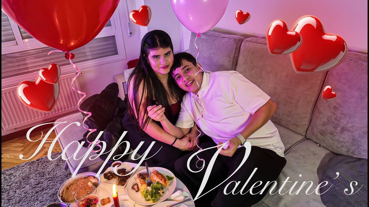 SORPRESA de SAN VALENTÍN a mi amor ❤️🫂👩🏻‍❤️‍💋‍👨🏻. (Cena romántica en casa 🏠🍾🍽️)