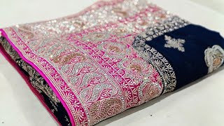 Bold Contrast Border Designer Saree Heavy Stone Work & Zari Work For Grand Parties