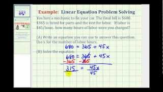 Ex:  Linear Equation Application - Car Repair with Labor and Parts
