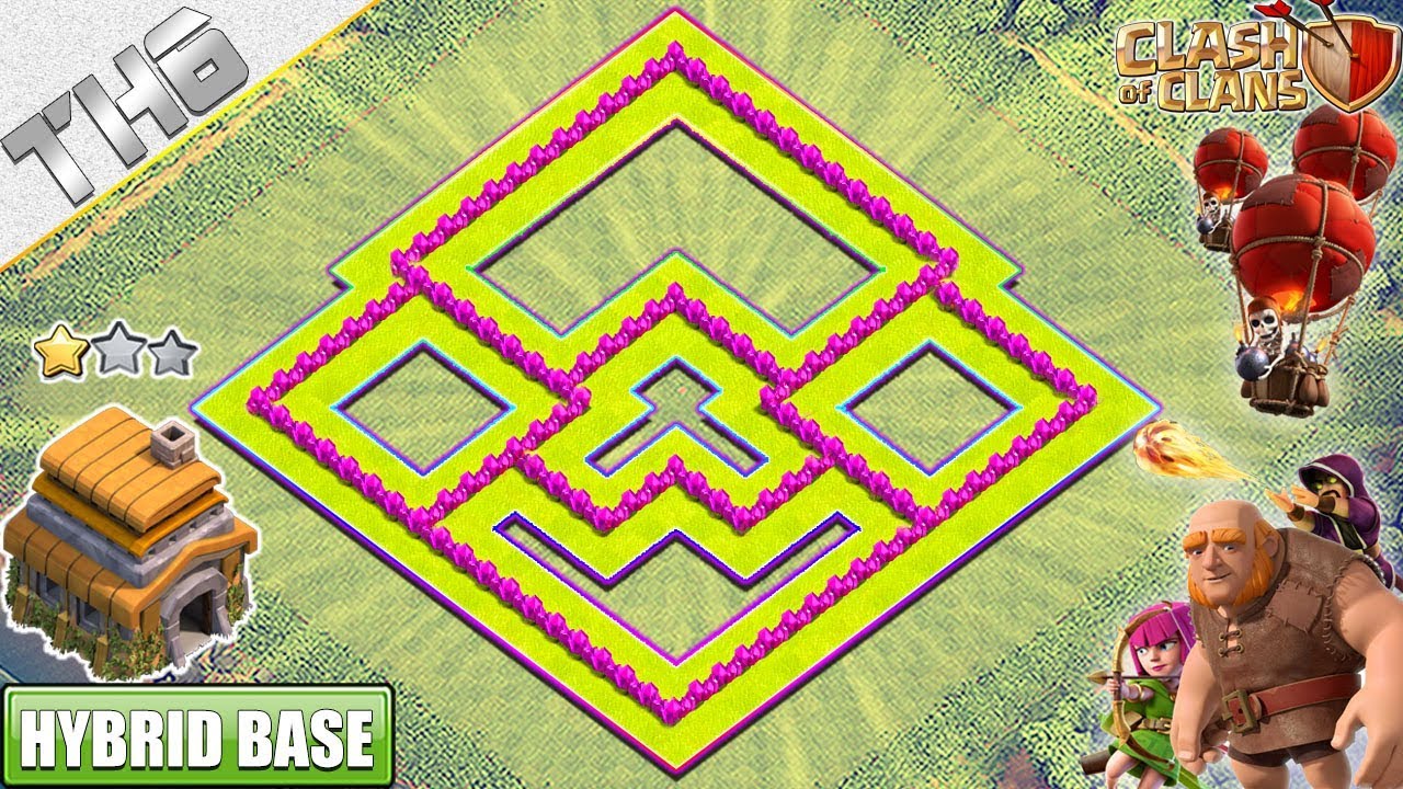 New TH6 HYBRID/TROPHY Base 2018 | COC Town Hall 6 (TH6) Hybrid Base Design - Clash of Clans