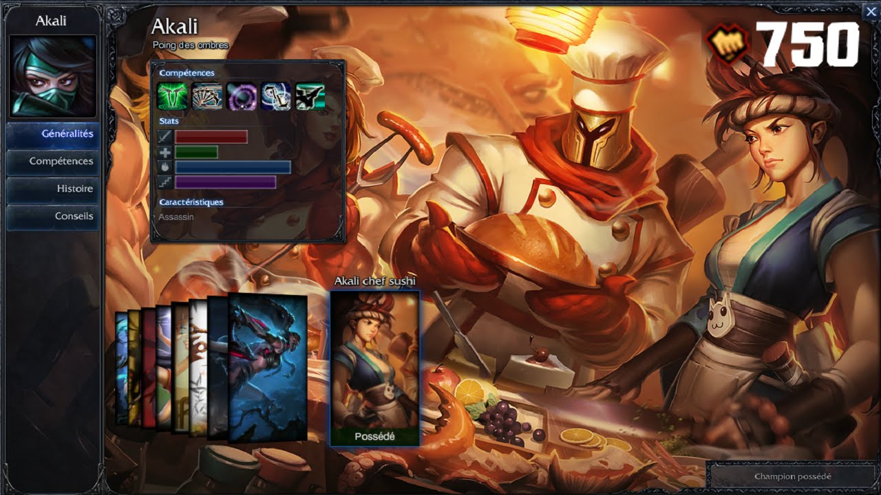 Skin Akali Chef Sushi - League of Legends - YouTube