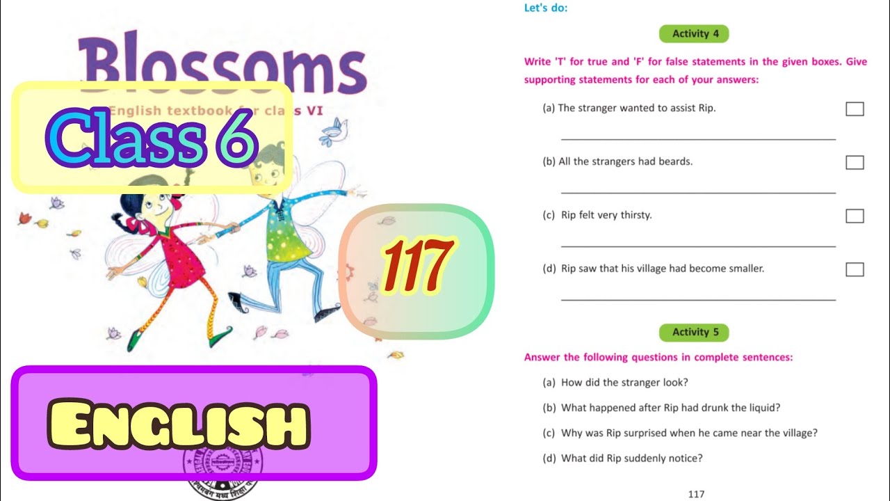 Lesson 12 — Rip Van Winkle ||   Activity 4 & 5|| Blossoms Class 6 English Page 117