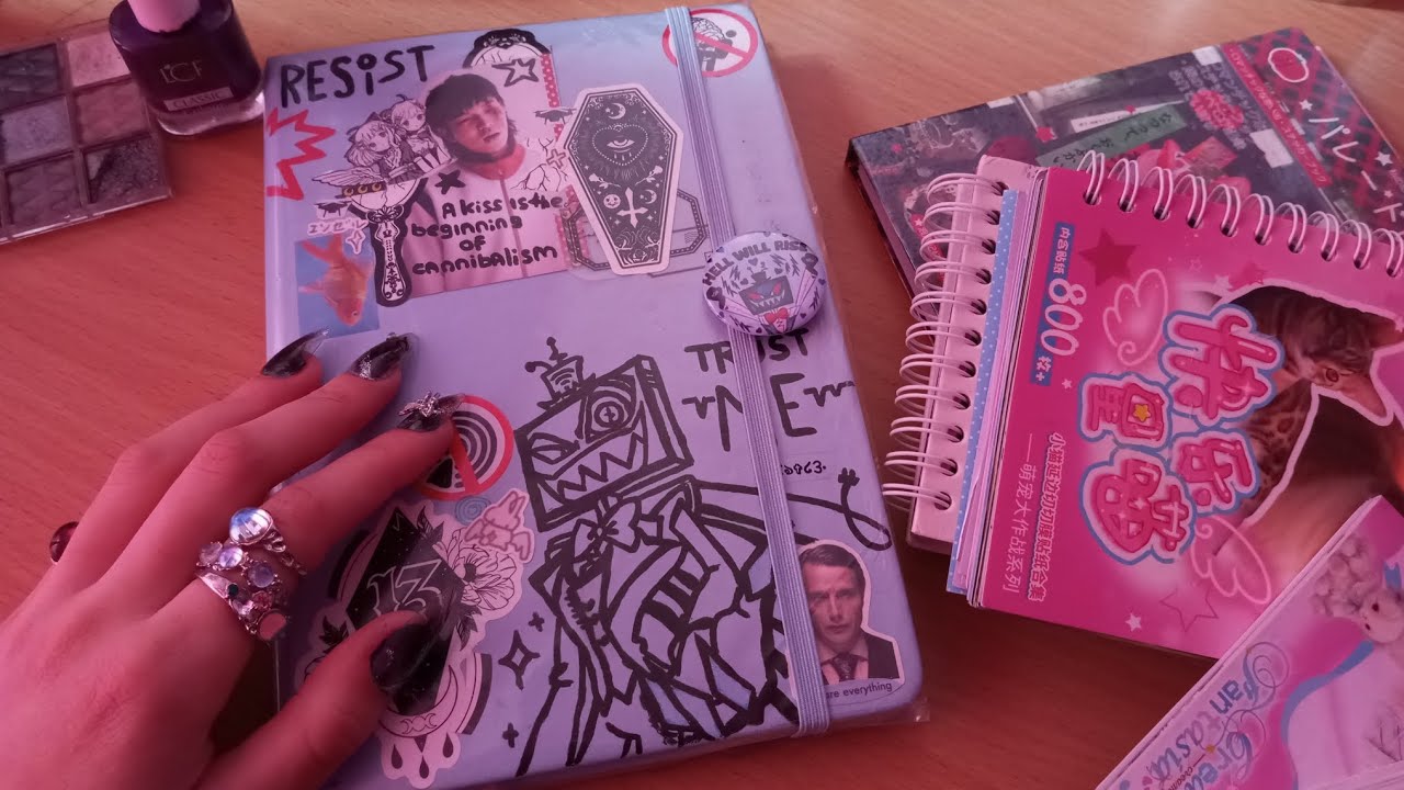 асмр оформление дневника | скрапбукинг, украшаем блокнот, шепот, болталка asmr scrapbooking 