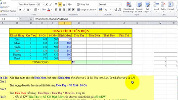 Hướng dẫn bài tập tính tiền Điện trên Excel