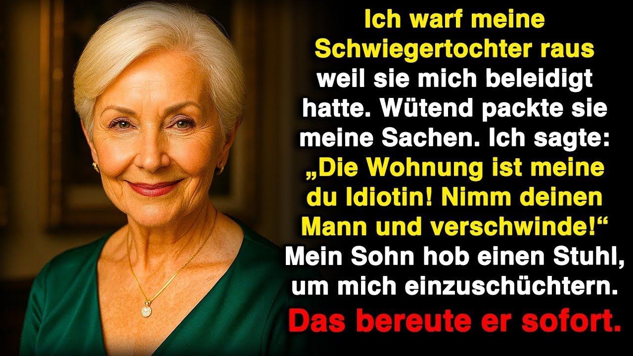 Ich hob den Kopf und sah meinen eigenen Sohn mit einem Stuhl über mir stehen, bereit zuzuschlagen. „Nimm deinen Mann und verschwindet beide“, hatte ich zu Sabine gesagt, und jetzt stand Erik da,...