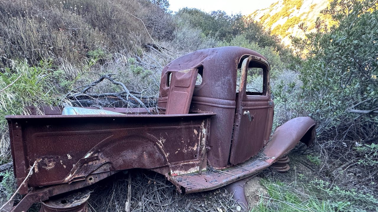 Really old classic truck found in California canyon!