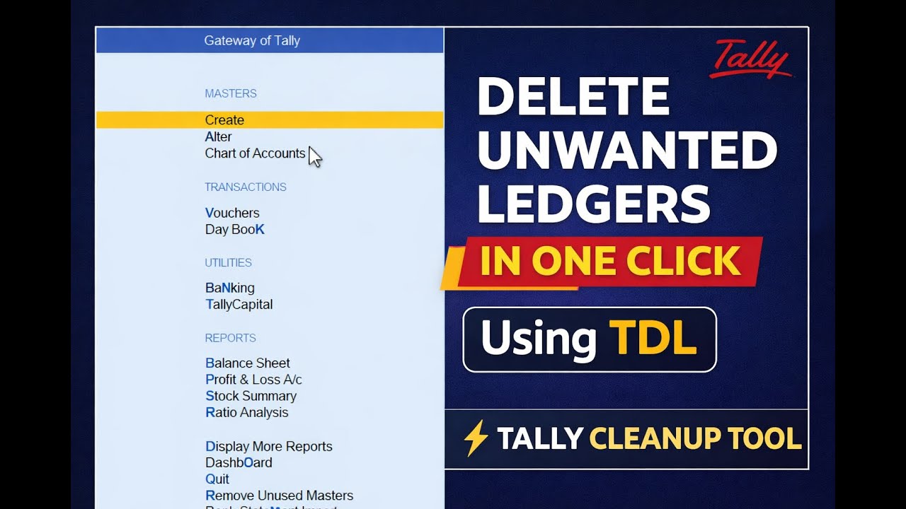 Tally Cleanup Tool: Find & Remove or delete Unwanted Ledgers and Items Using TDL