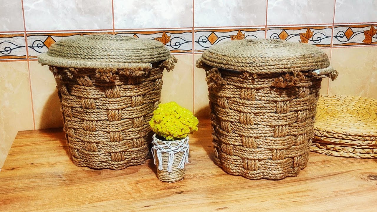 Patates soğan kovası yapımı- Halat ipten sepet yapımı -  Hasır sepet - Rope basket -