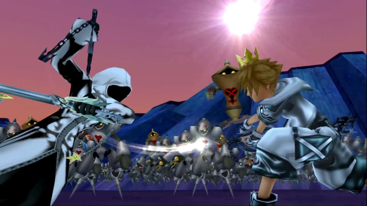 kh2fm ultimate final sora and vengeful roxas vs 1000 heartless