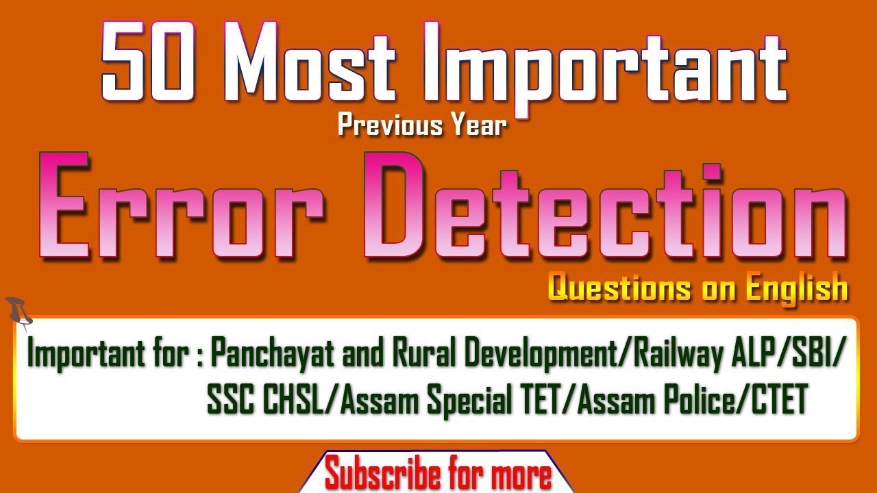 50 MOST IMPORTANT ERROR DETECTION OF ENGLISH/FOR SSC CHSL