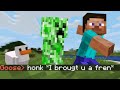 Beating Minecraft but the Goose hacked himself into the game