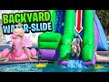 Making a BACKYARD WATER PARK!! **MASSIVE** WATER SLIP N SLIDE