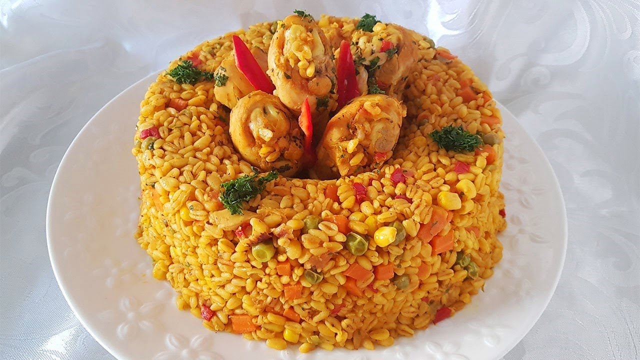 وجبة سريعة التحضير دجاج بالخضروات مع الارز او القمح / Blé précuit riz  poulet /