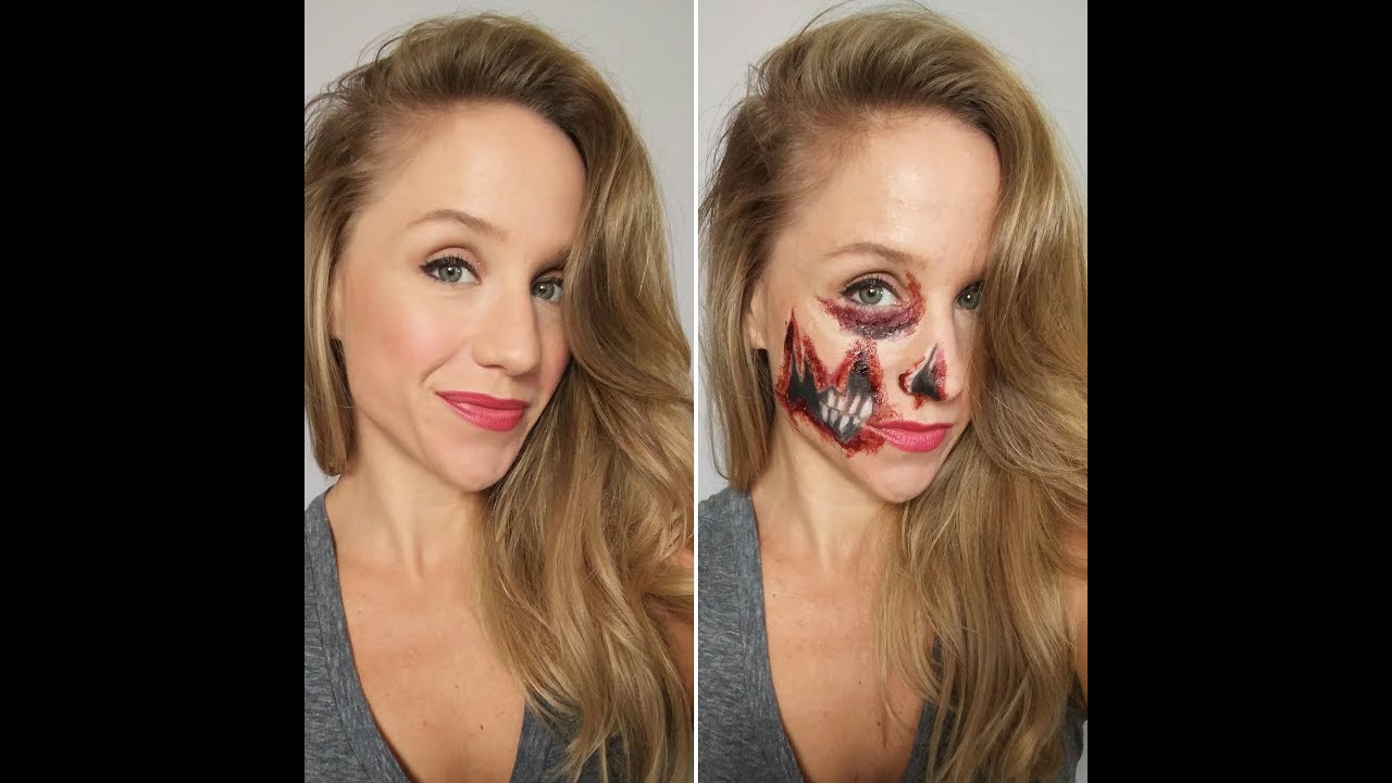 Slasher Face | Half Skull| Halloween Makeup