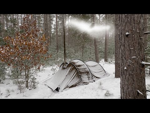 Hot Tent Camping in Snow - Pomoly Locomotive Tent, T1 Ultra3 Stove