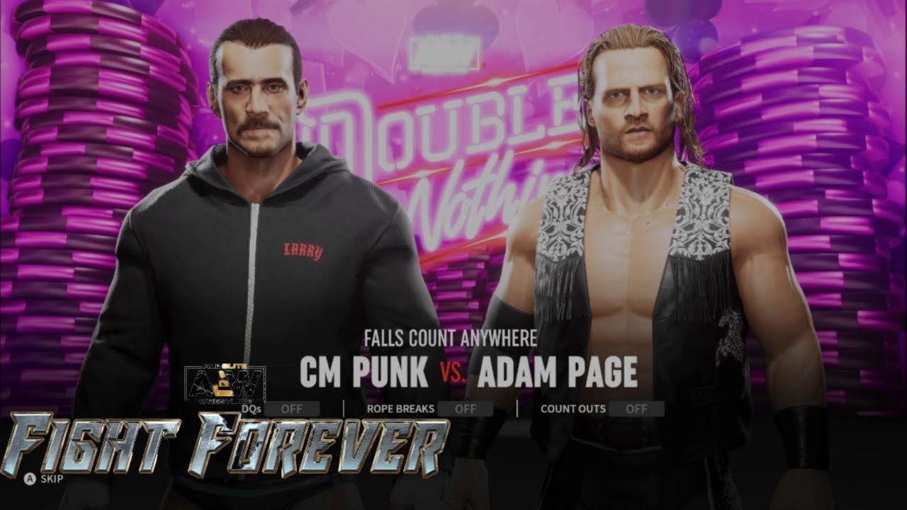 Stage Screen BREAK! Falls Count Anywhere | CM Punk vs Hangman Adam Page | AEW Fight Forever