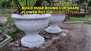 Build Huge Round Cup Shape Flower Pot for Bird Nest Fern Plant