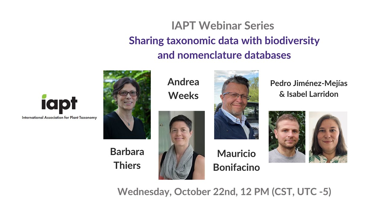 IAPT Webinar II - Sharing taxonomic data with biodiversity and nomenclature databases (22/10/2025)