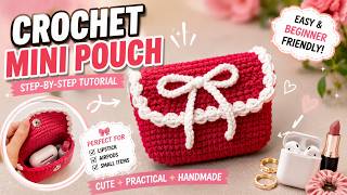 Cute Crochet Mini Pouch Tutorial 🎀 DIY Handmade Coin Purse & Small Bag for Beginners