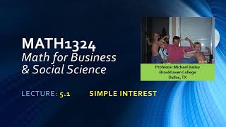 MATH1324   Lecture   5 1 Simple Interest