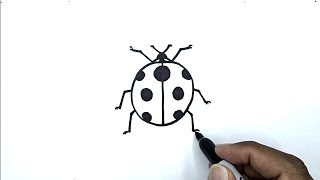 how to draw a ladybug step by step with number 0 drawing with number