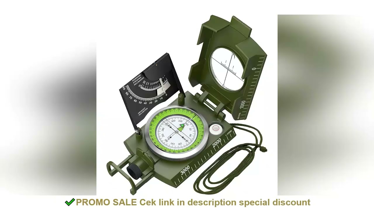 Mulitifunctional High Precision Outdoor Survival Military Compass Camping Waterproof Metal with Fluo