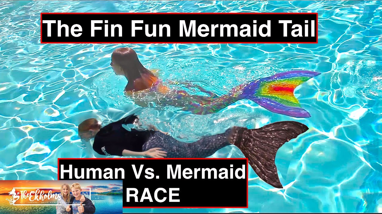 A Fin Fun Mermaid Mania Human Vs. Mermaid Race! Let's Go In The Pool