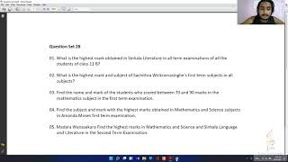DBMS Question Session Task No 28 | 1st Year | Semester 01 | Java Institute | Tuwan Munaff Adahan