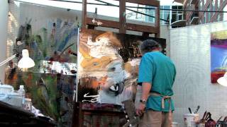 Artist Jonas Gerard painting to performance by Gwen Hughes